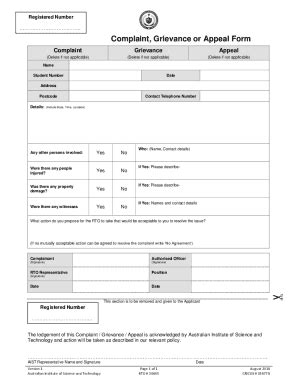 Fillable Online Complaint, Grievance or Appeal Form Fax Email Print ...