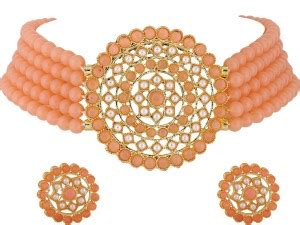 Shining Diva Alloy Gold-plated Orange Jewellery Set Price in India ...