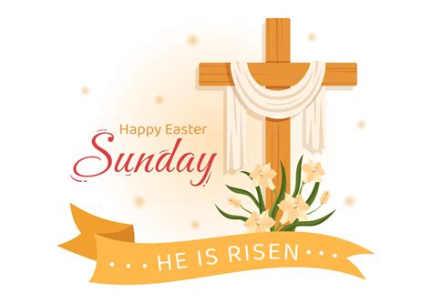Happy Easter Sunday Day Illustration with Jesus, He is Risen and ...