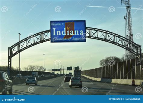 Welcome to Indiana editorial image. Image of transportation - 91036120