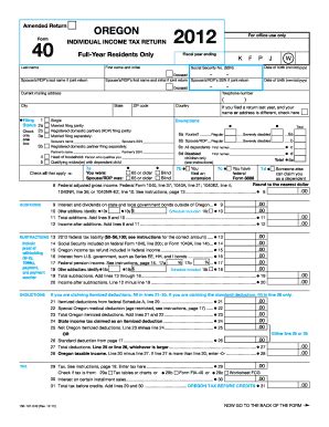 OR Form 40 2012-2026 - Fill and Sign Printable Template Online
