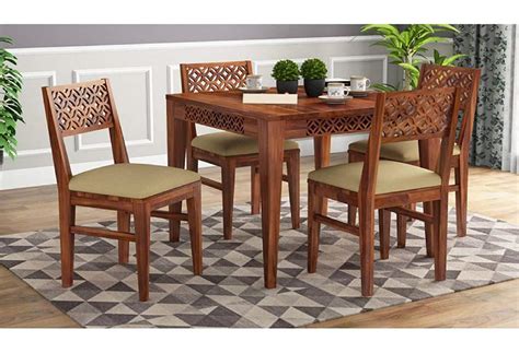 RAAZWOOD Dining Table 4 Seater with Chair | 4 Seater Dining Table Sets ...