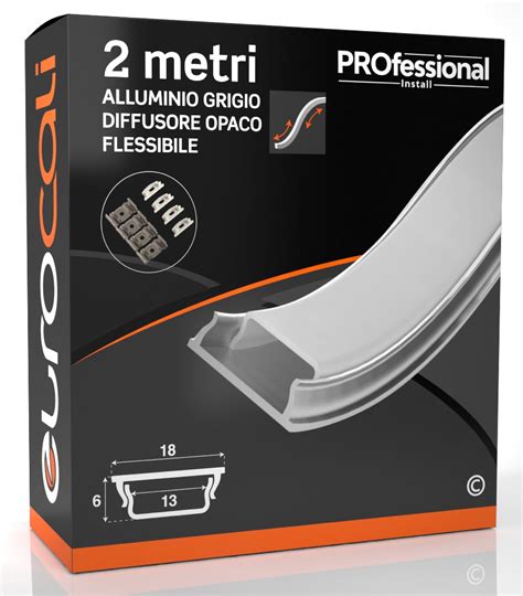 Eurocali Profilo Flessibile da 2 metri in Alluminio per Strisce LED ...