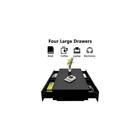 Buy HOMMPA LED Coffee Tables for Living Room Black Coffee Table with 4 ...