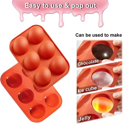 Buy 4 Pcs Silicone Molds, Hot Chocolate Bomb Mold with 6 Semi Sphere ...