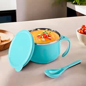 Kuber Industries 600ml Airtight-Lid Stainless Steel Soup Bowl with ...