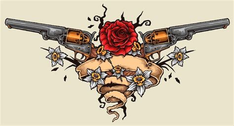 Premium Vector | Revolver tattoo