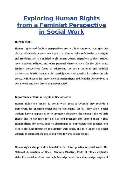 Exploring Human Rights from a Feminist Perspective in Social Work ...