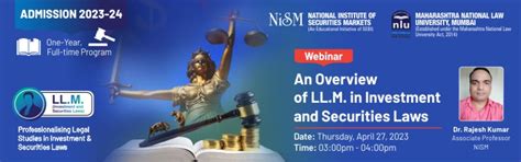 Webinar on- "An Overview of LLM in Investment and Securities Laws at ...