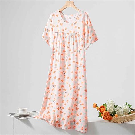 Elvqul Womens Cotton Nightgowns Plus Size Summer Womens Sleepwear Short ...