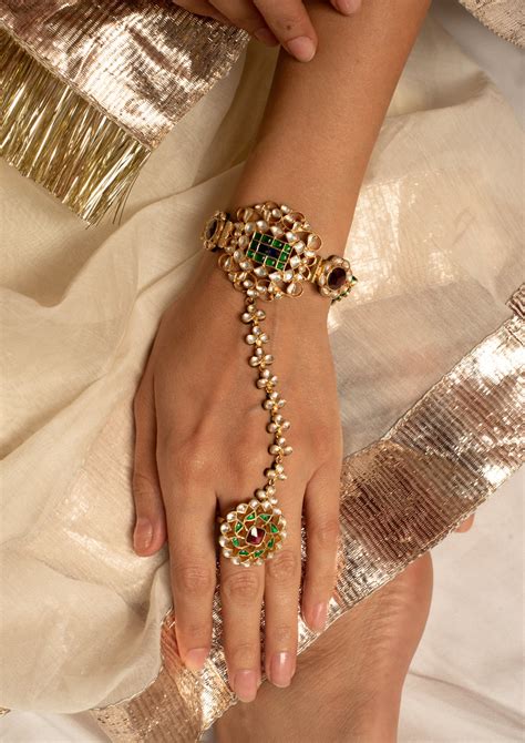 Almora Multicolored Multipurpose Single Hathphool Bracelet and Ring ...