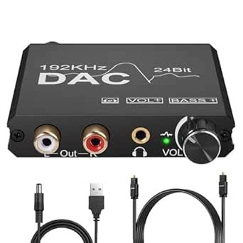 CAMWAY 192kHz Digital to Analog Audio Converter with Bass Adjustment ...