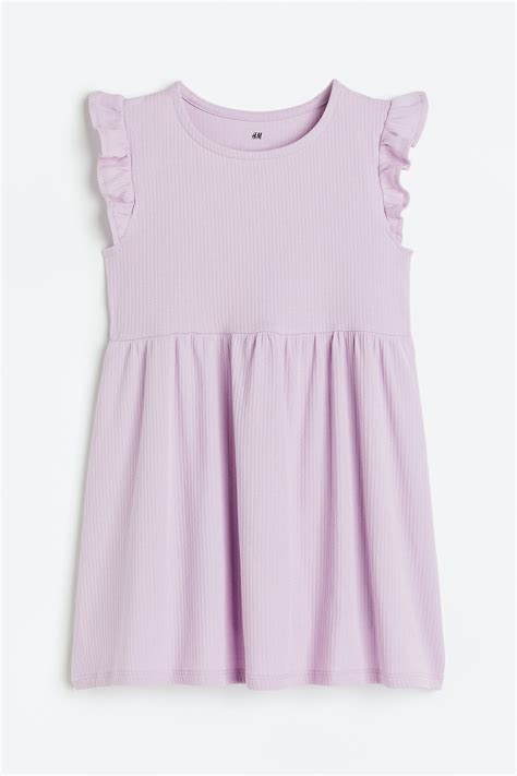 Ribbed jersey dress - Light purple - Kids | H&M IN