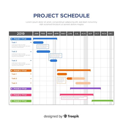Colorful project schedule template with flat design | Free Vector