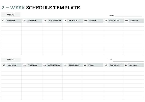 2 Week Calendar Printable Weekly Planner Template Free Printable