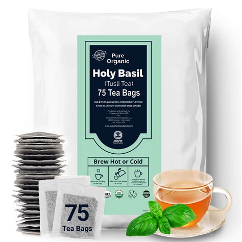 Get Organic Holy Basil Tea, 75 Tea Bags, Pure Holy Basil Leaves, Herbal Tea Delivered | Weee ...