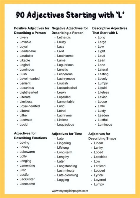 90 Adjectives Starting With L: Expand Your Vocabulary!
