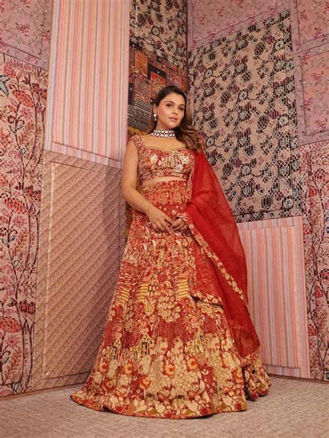 Maroon Floral Embroidered Lehenga – Tirumala Designers
