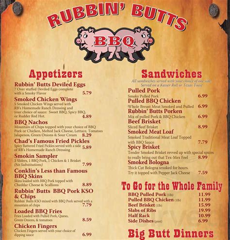 Rubbin' Butts BBQ menus in Sellersburg, Indiana, United States