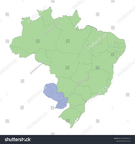 High Quality Political Map Brazil Paraguay: เวกเตอร์สต็อก (ปลอดค่าลิขสิทธิ์) 2255679117 ...