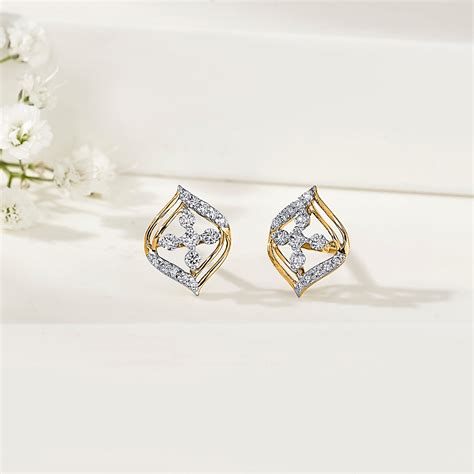 Crystal Blossom Gold Stud Diamond Earring for Woman – PNG Jewellers