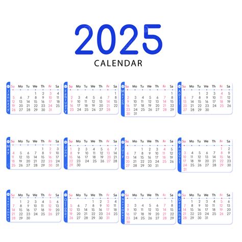 2025 English Calendar Commemoration Vector, 2025, Calendar, English PNG and Vector with ...