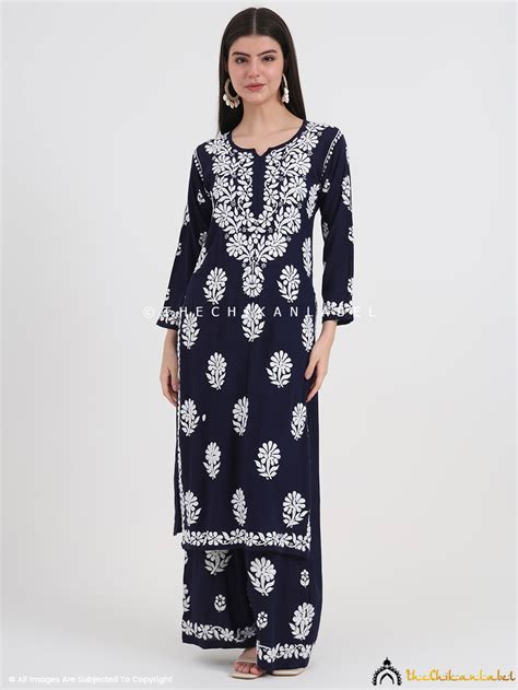Tazmeen Modal Chikankari Kurti Palazzo Set - Black