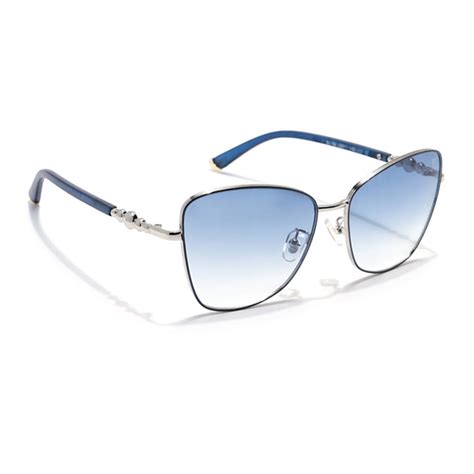 Cateye Sunglasses (Grey & Clear Lens | Silver & Blue Frame - MG5995)