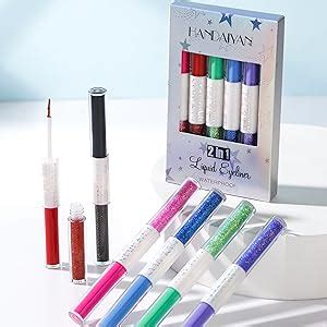 Buy HANDAIYAN 2 in 1 Matte and Glitter Liquid Color Eyeliner Set 6 PCS ...