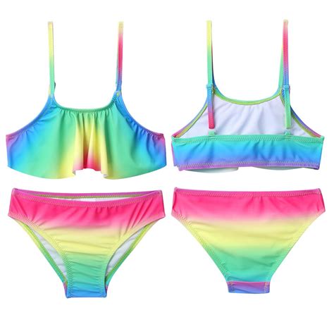 2PCS Colorful Girls Swimwear Ruffled Swimsuits for... – Grandado