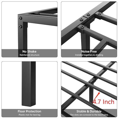 Qeetex Metal Platform Bed Frame Twin 8 Inch Black with Storage Steel ...