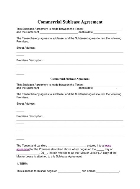Free Printable Commercial Sublease Agreement Templates [PDF, Word]