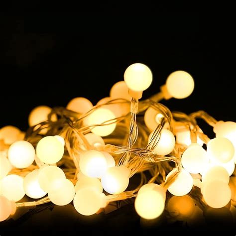 Outdoor String LightsBattery Operated Warm White, 20 LED Ball Lights ...