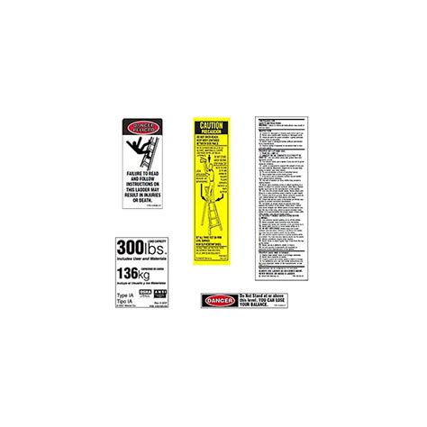 Buy 50 Pack) Werner 300 LB Fiberglass Step Ladder Replacement Label Kit ...