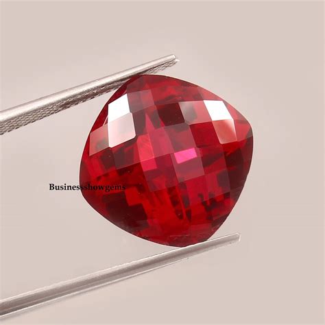 Buy AAA Rated Bright Red Lab Created Ruby Cushion Checkerboard Faceted ...