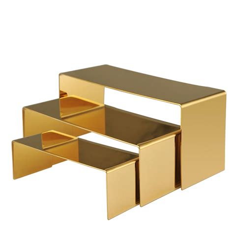 Buy Purse Display Stand, 3 Gold Stainless Steel Risers Display Stand ...