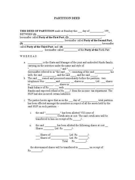 Image result for Deed of Partition Sample