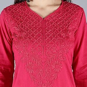 Buy Seva Chikan Hand Embroidered Lucknowi Chikankari Ethnic Set Magenta ...