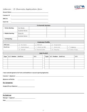 Fillable Online Lebanon E-Channels Application form For Companies For ...
