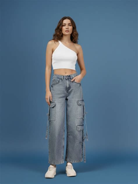 Mid Indigo Wide Leg Jeans for Women