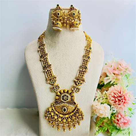 Rajwadi Polish Long Necklace Set – Stridhan