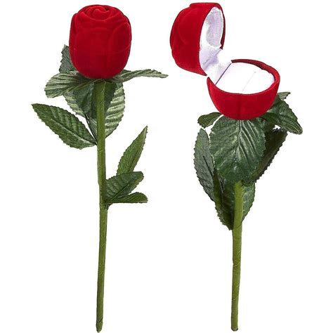 Peora 2-Piece Rose Ring Box Set - Satin Rose Jewelry Gift Boxes for ...