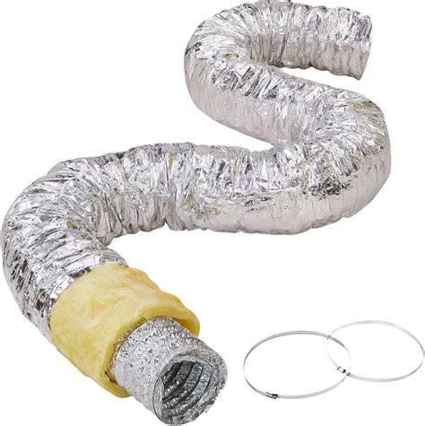 VEVOR 6 Inch Insulated Flexible Duct R-4.2，25 Feet Long with 2 Duct ...