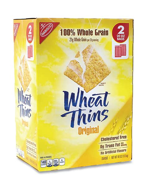 Nabisco Wheat Thins Crackers, Original, 20 Oz Bag, 2 Bags/Box