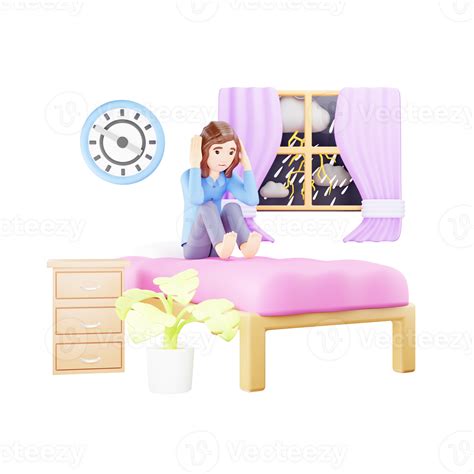 Woman Afraid of Thunder and Lightning - 3D Character Illustration 42971774 PNG