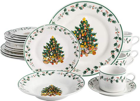 Gibson Home Christmas Toile 16 Piece Dinnerware Set, Multicolor ...