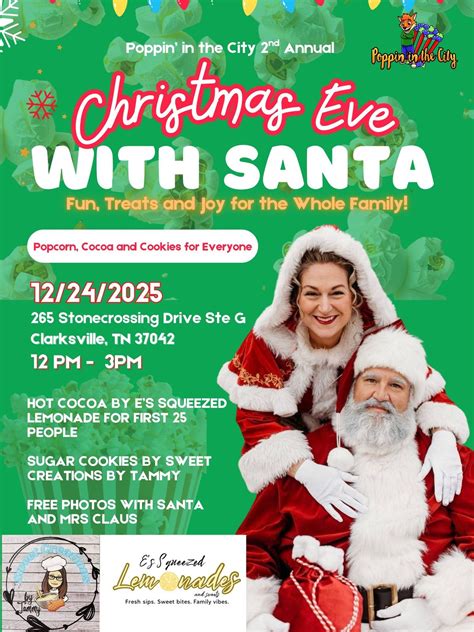 Christmas Eve with Santa, Poppin' In The City, Clarksville, 24 December ...