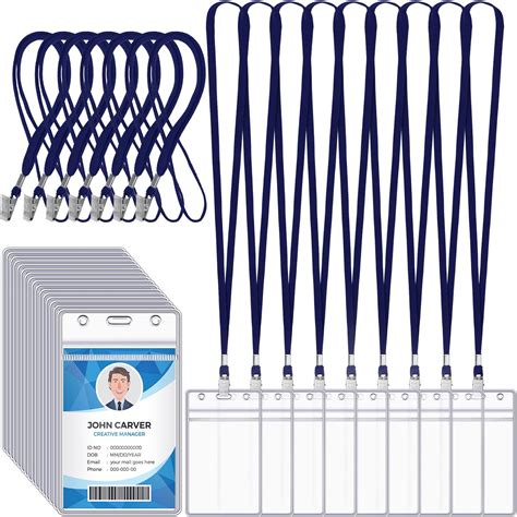 Amazon.com : 100 Pcs Lanyards for Id Badges and 100 Pcs Vertical Id ...