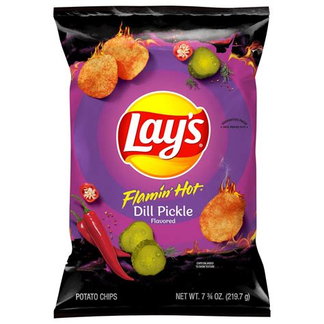 Lay's Potato Chips Flamin' Hot Dill Pickle Flavored 7 3/4 Oz 7.75 oz ...