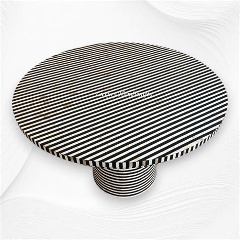 Layered Stripe Mother of Pearl Inlay Dining Table Black – Luxury ...